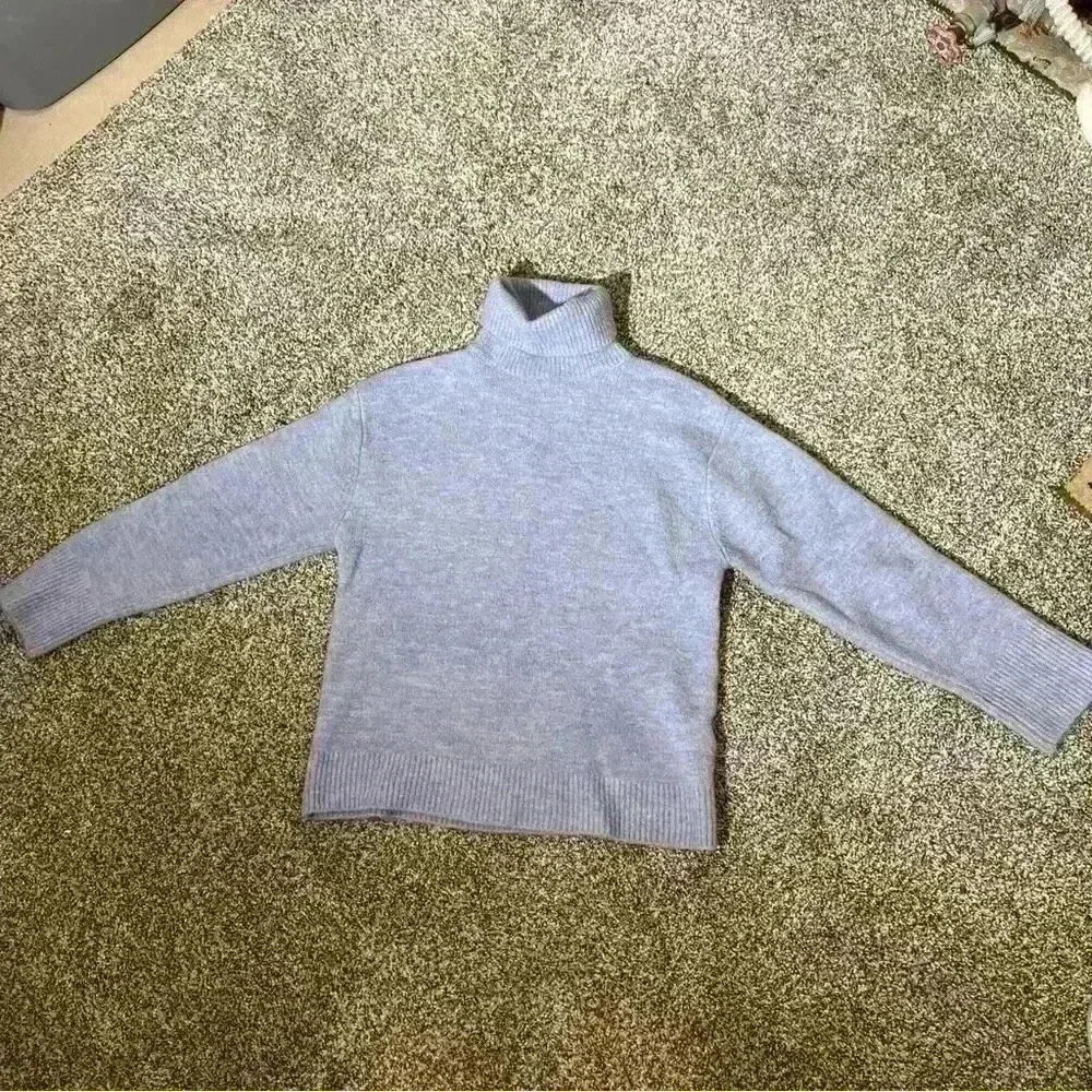 Zara Sweater Girls 11-12 Blue Long Sleeve Turtle Neck Casual Knit